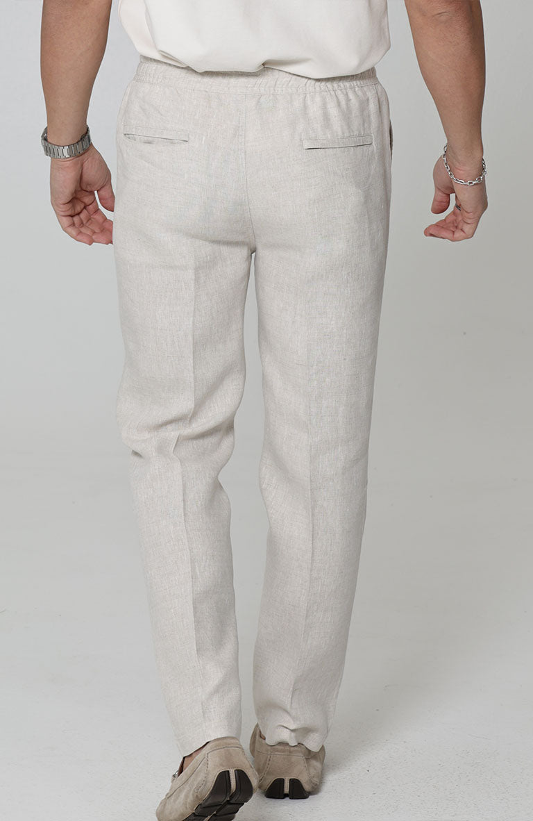 Men's Velero Linen Drawstring Pants in Natural