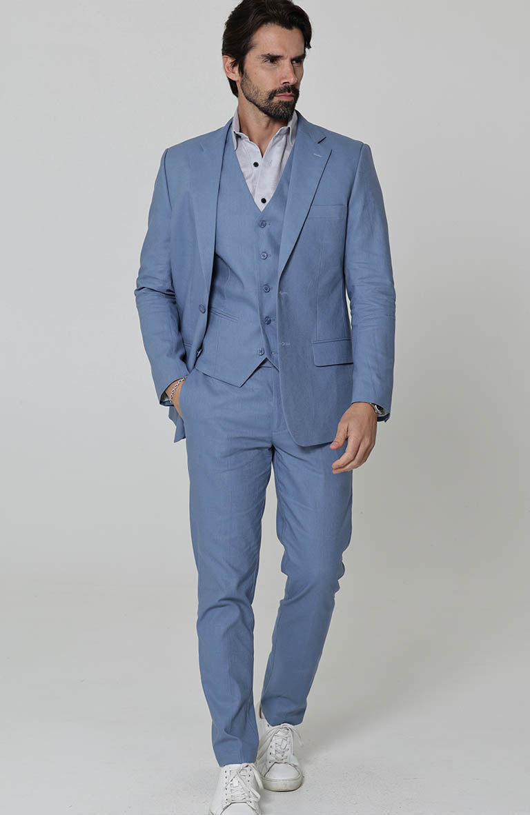 Monte Carlo Italian Linen Suit Heritage Blue w/ Heritage Blue Verona Pants