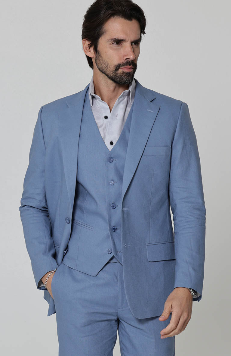 Monte Carlo Italian Linen Suit Heritage Blue w/ Heritage Blue Verona Pants