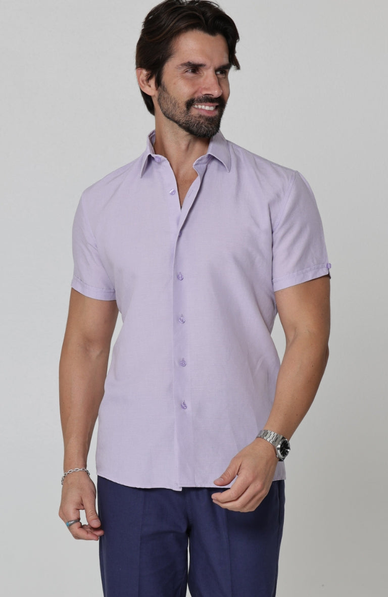 Soft Violet Linen Beckford Shirt w/ Soft Linen Drawstring Pants