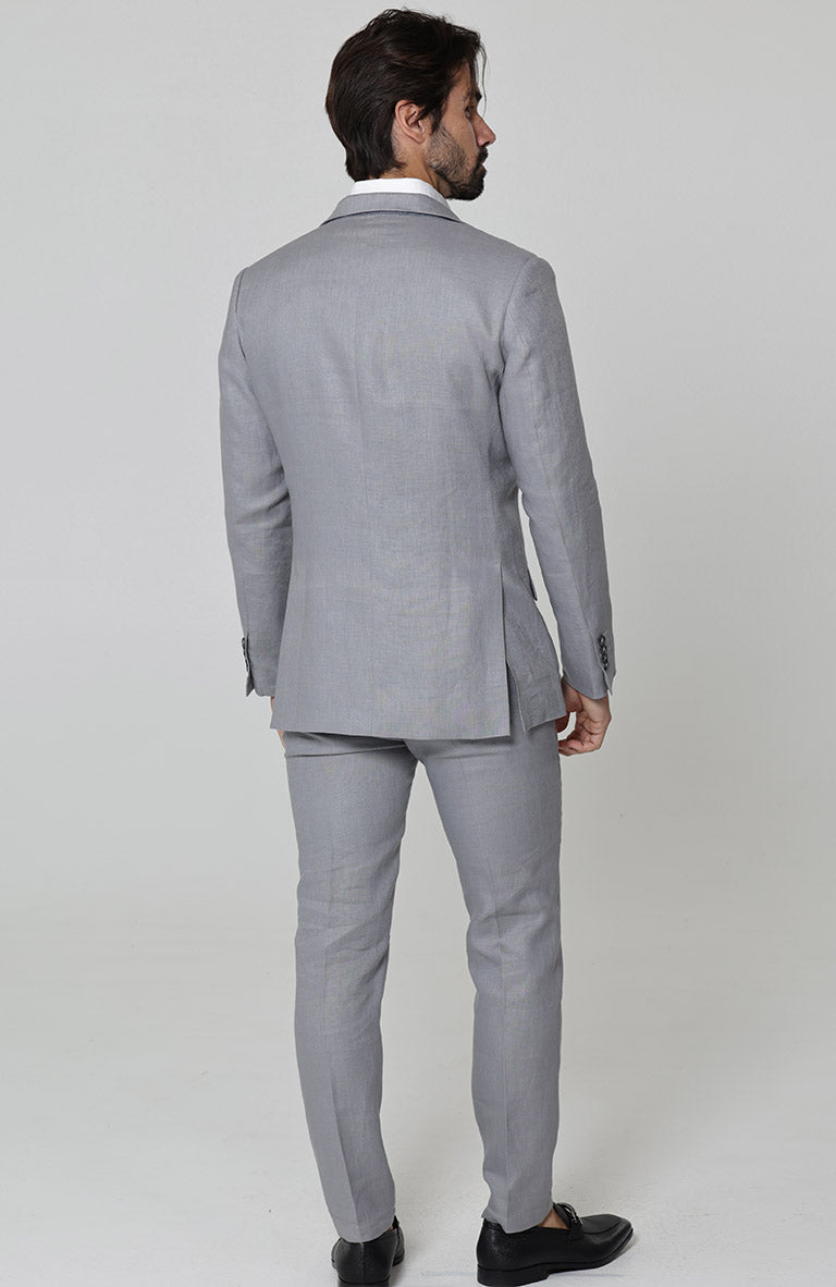 Steel Gray Monte Carlo Linen Suit Jacket, w/Steel Gray Verona Pants and Mauritius Shirt.