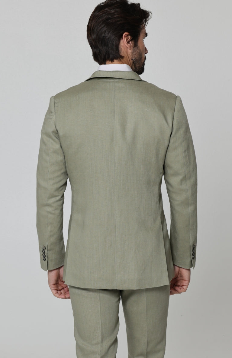 Monte Carlo Summer Linen Suit Sage with Verona Italian Linen Pants in Sage