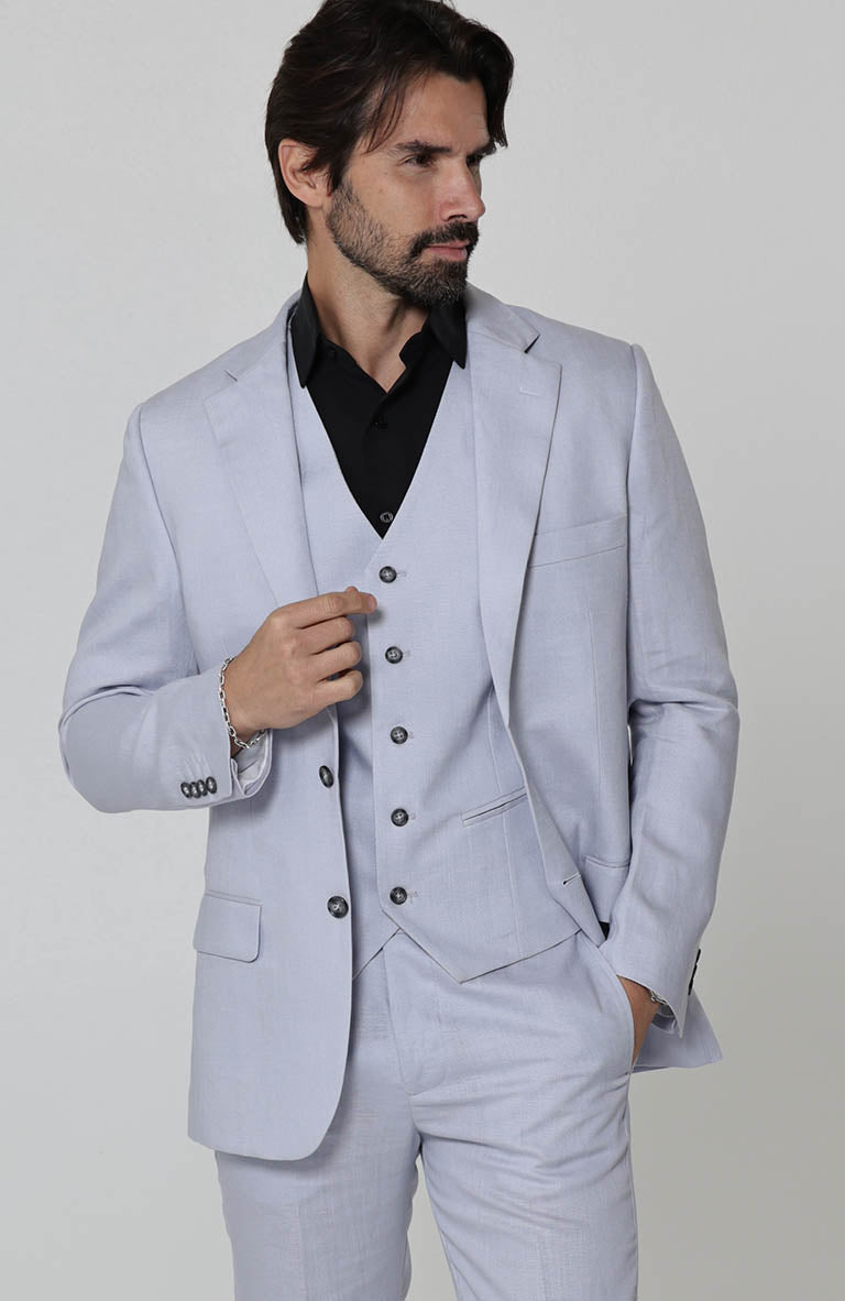 Blue Silver Monte Carlo Linen Blazer w/ Matching Verona Linen Pants and  Beckford Shirt